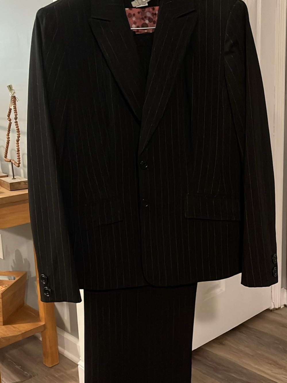 Jones New York Black/Pink Pinstripe Suit